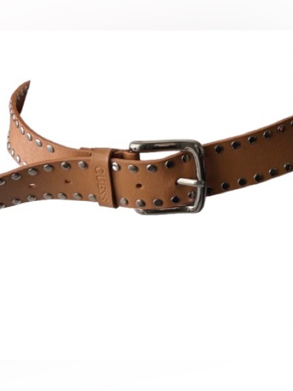 Leather GUESS Brown Silver Studs Medium Boho Silver Buckle Camel Leather